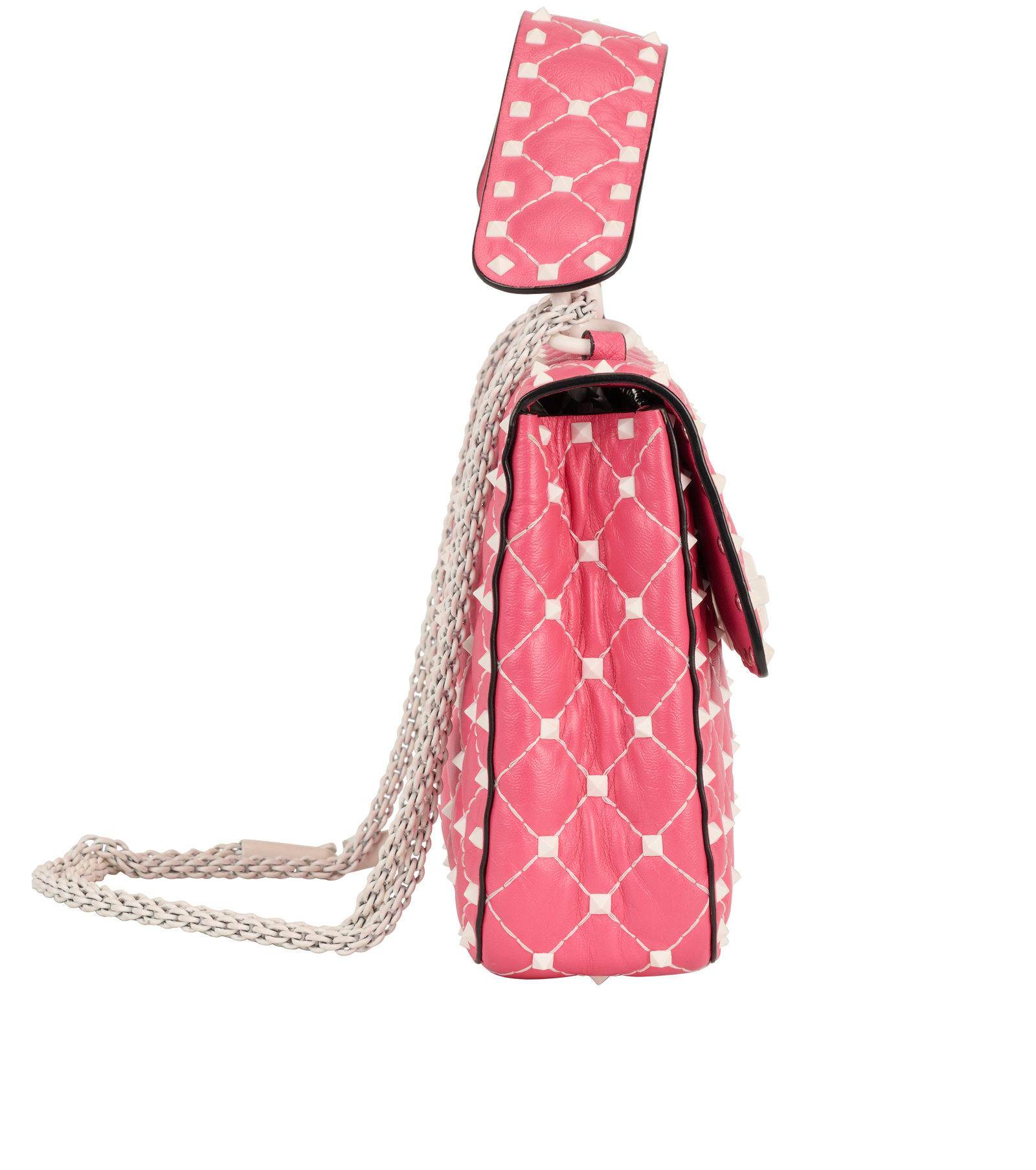 Valentino Rockstud Crossbody, &pound;650, Handbags, Pink/White, Leather, Side view